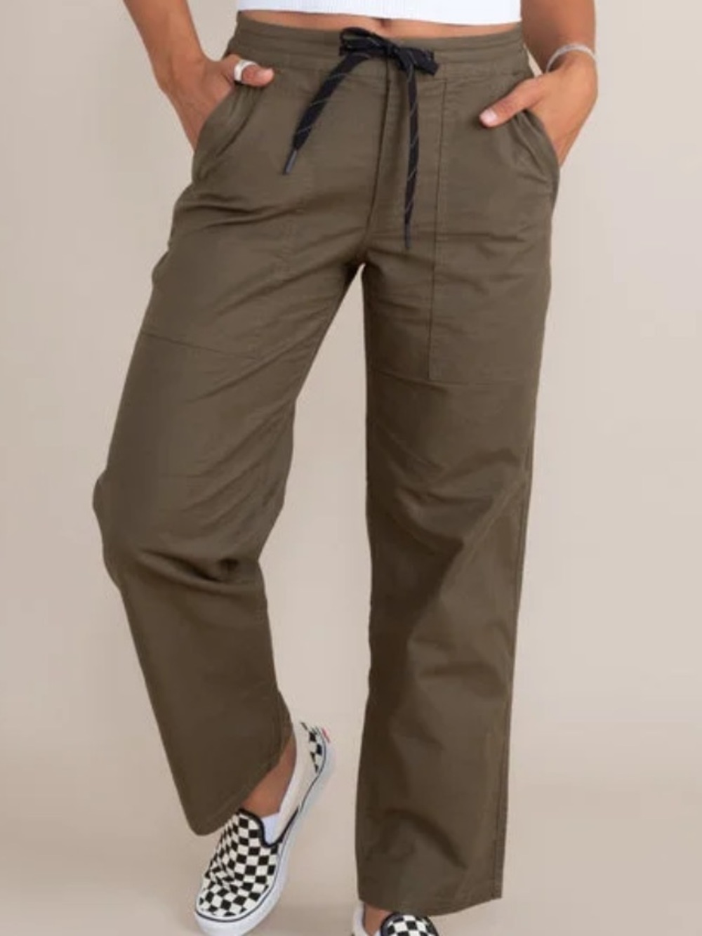 Roark Pants Women 31x27 Green Chino Drawstring Pockets Casual Army Lightweight